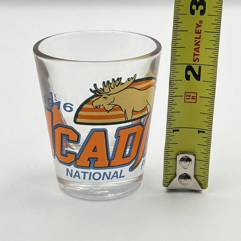 Vintage Acadia National Park 1916 Shot Glass Moose USA‎ Souvenir